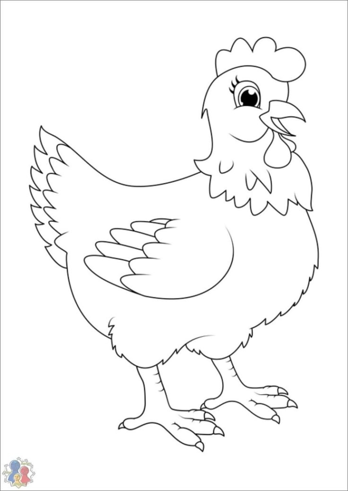 A black and white chicken outline A black and white chicken outline