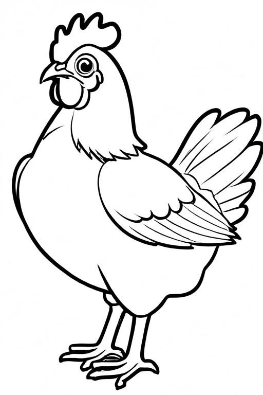 A black and white outline drawing of a chicken for coloring A black and white outline drawing of a chicken for coloring