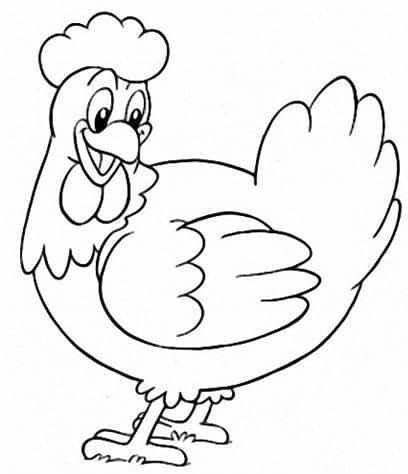 A black and white outline of a chicken for coloring A black and white outline of a chicken for coloring