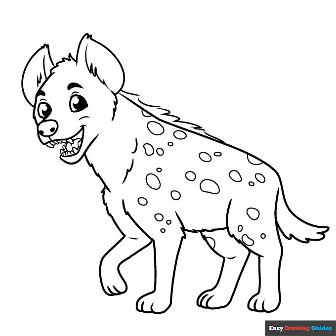 A cartoon hyena with spots on its face for coloring