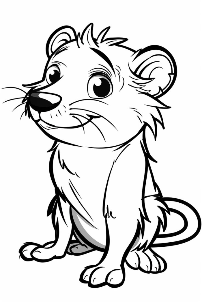 A cartoon mouse sitting down with big open eyes A cartoon mouse sitting down with big open eyes