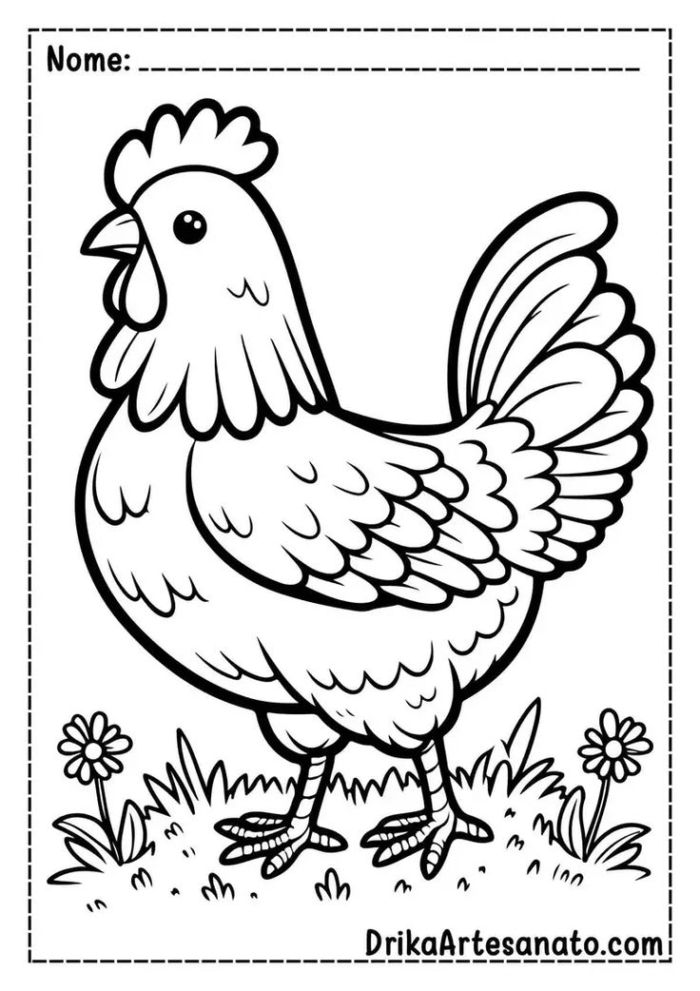 A chicken in the grass coloring page A chicken in the grass coloring page