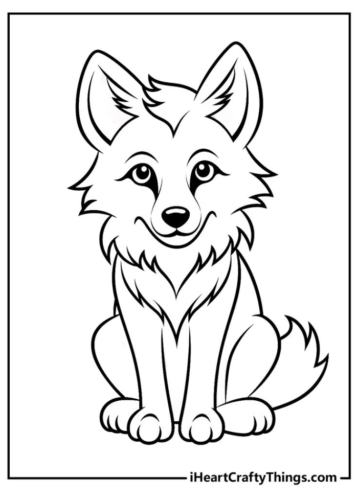A cute fox sitting down coloring page A cute fox sitting down coloring page