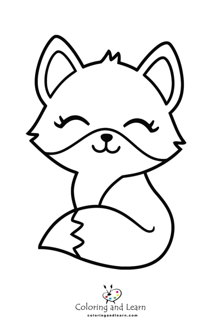 A cute little fox coloring page A cute little fox coloring page
