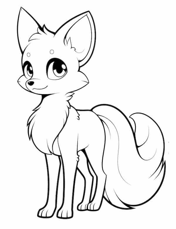 A cute little fox with big eyes sitting and looking at the camera A cute little fox with big eyes sitting and looking at the camera