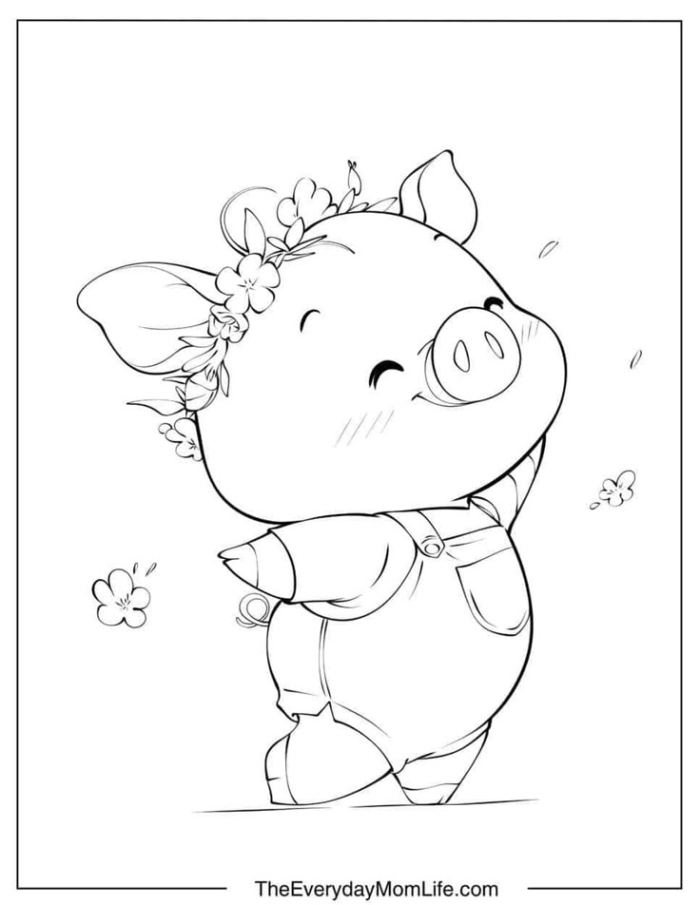 A cute pig coloring page for children to print and color A cute pig coloring page for children to print and color