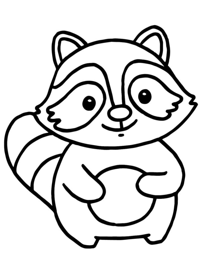 A cute raccoon coloring page