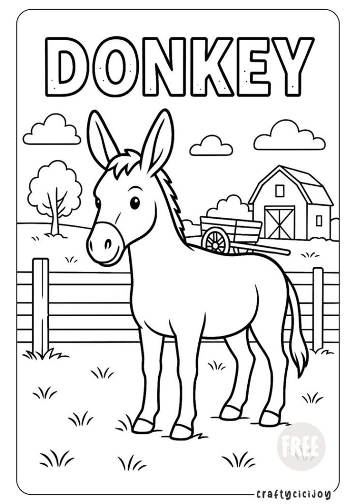 A donkey in front of a fence with the word donkey on it A donkey in front of a fence with the word donkey on it