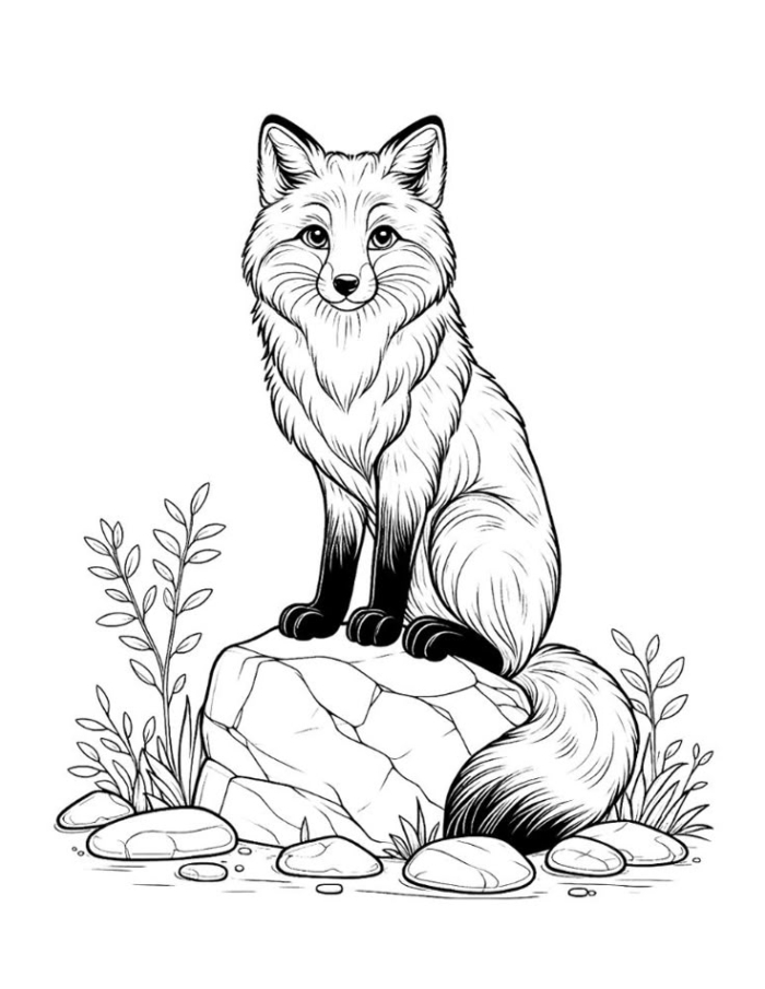 A fox sitting on a rock A fox sitting on a rock