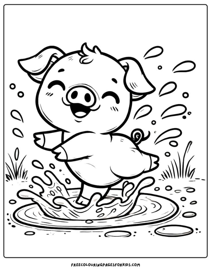 A happy pig splashing in a muddy puddle A happy pig splashing in a muddy puddle