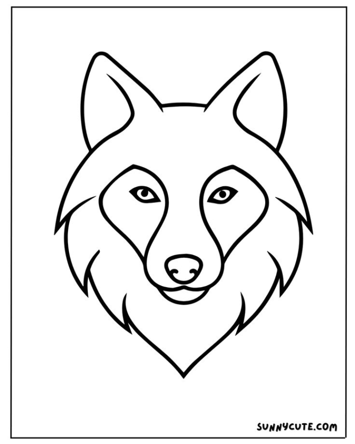 A wolf's head with black and white eyes for coloring A wolf's head with black and white eyes for coloring