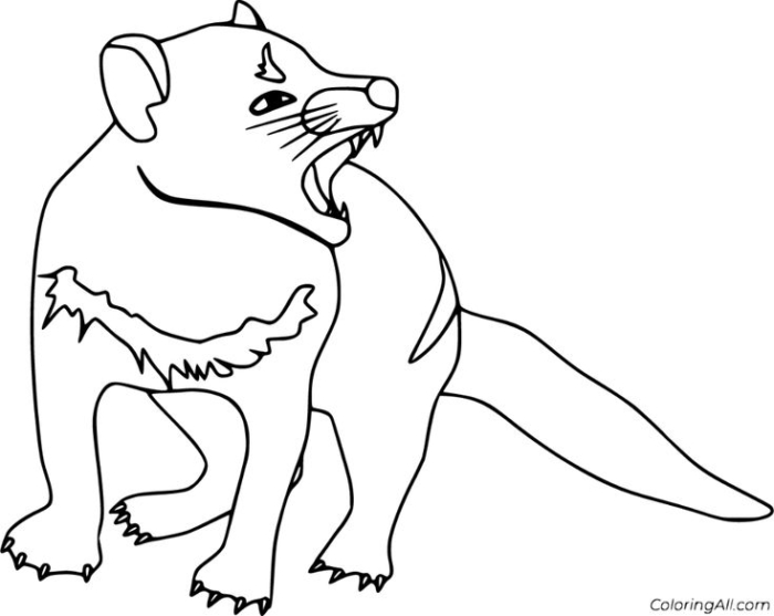 An animal with open mouth and tongue out, kids' coloring page An animal with open mouth and tongue out, kids' coloring page