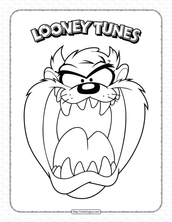 Black and white cartoon character coloring page featuring looney tunes character Black and white cartoon character coloring page featuring looney tunes character