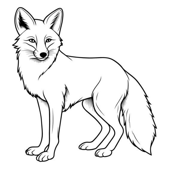Black and white fox coloring page drawing Black and white fox coloring page drawing