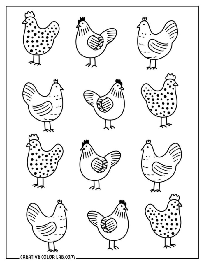 Chickens and hens coloring page Chickens and hens coloring page