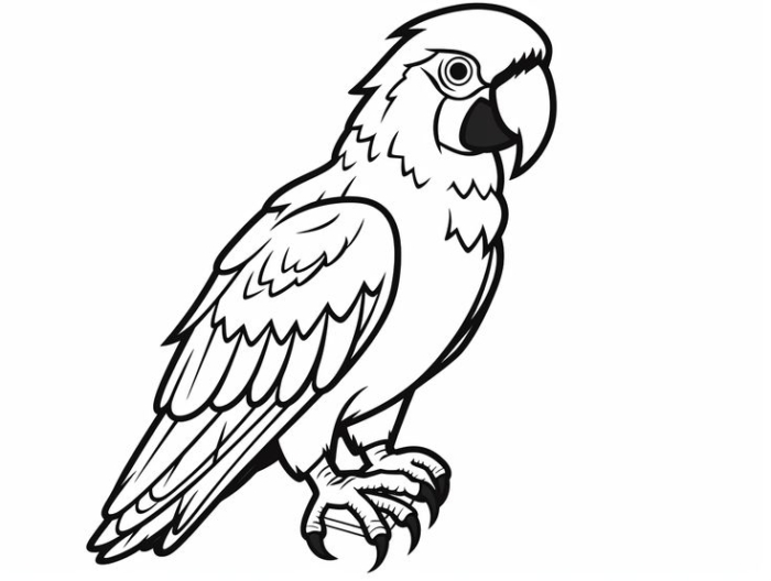 Coloring page of a beautiful macaw