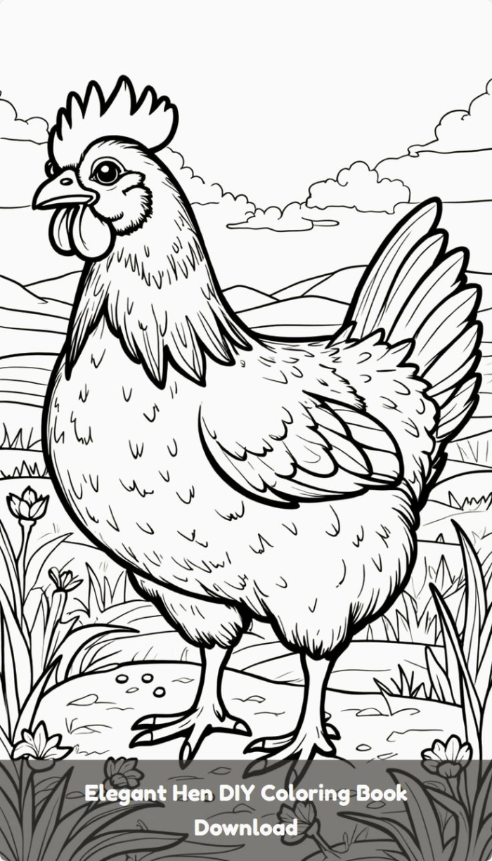 Coloring page of an elegant hen for download Coloring page of an elegant hen for download
