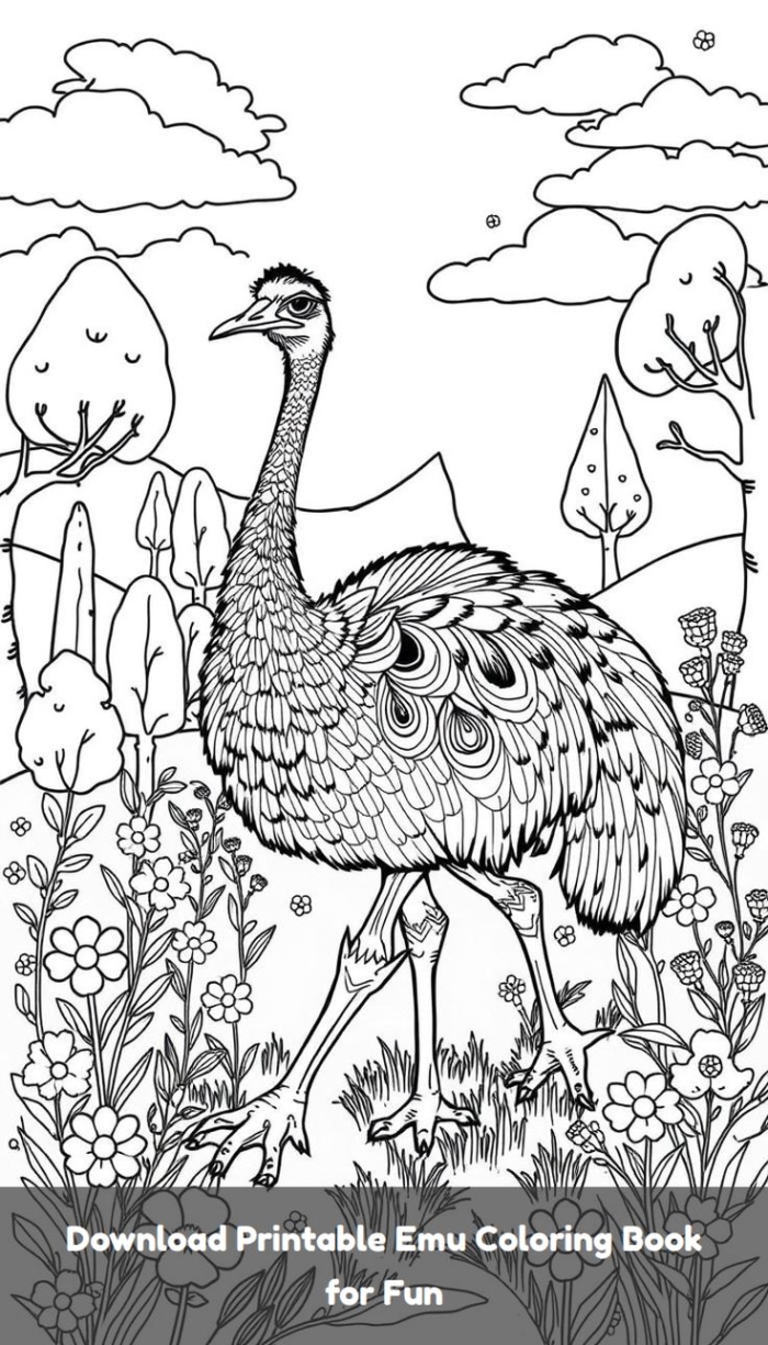 Download printable emu coloring page for fun Download printable emu coloring page for fun