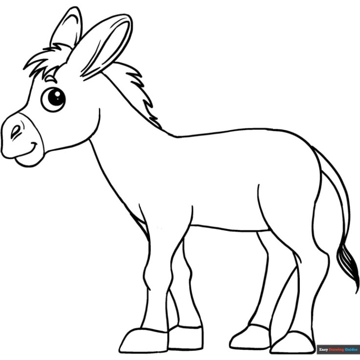 Free donkey coloring page for kids Free donkey coloring page for kids