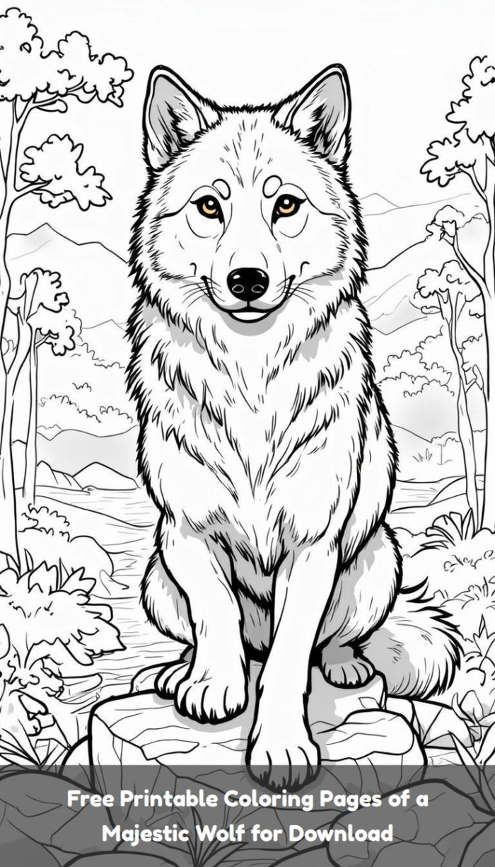 Free printable majestic wolf coloring page download Free printable majestic wolf coloring page download
