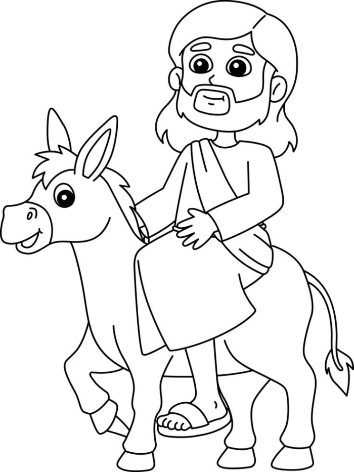Jesus riding a donkey coloring page Jesus riding a donkey coloring page