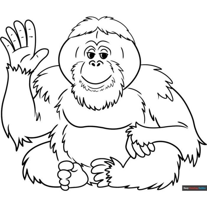 Orange orangutan coloring page for kids
