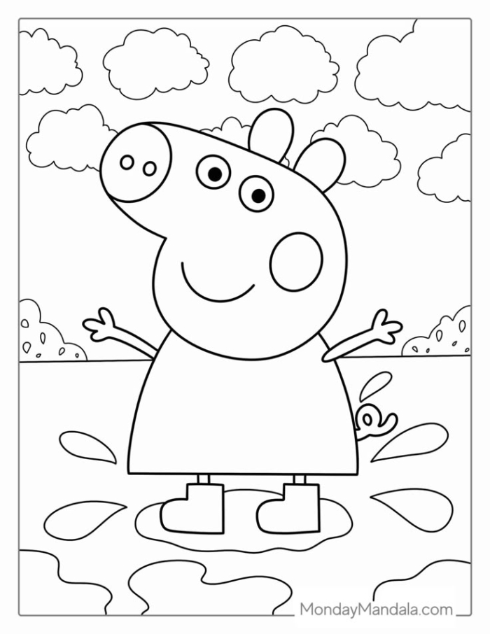 Peppo swimming in the water coloring page Peppo swimming in the water coloring page