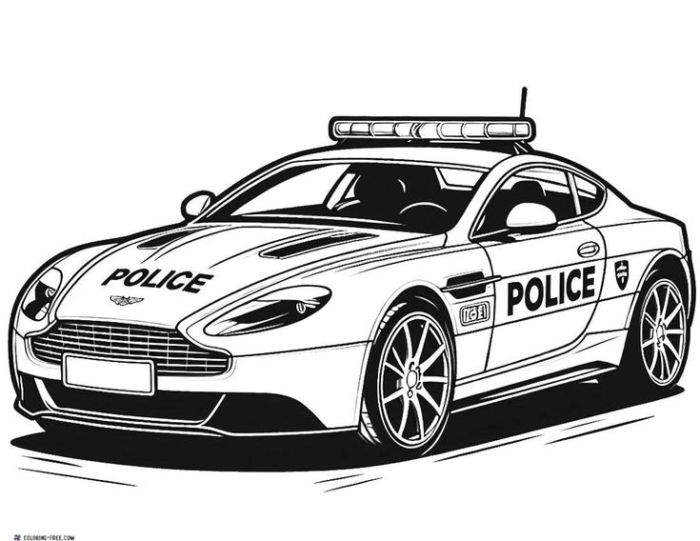 A black and white police car outline A black and white police car outline