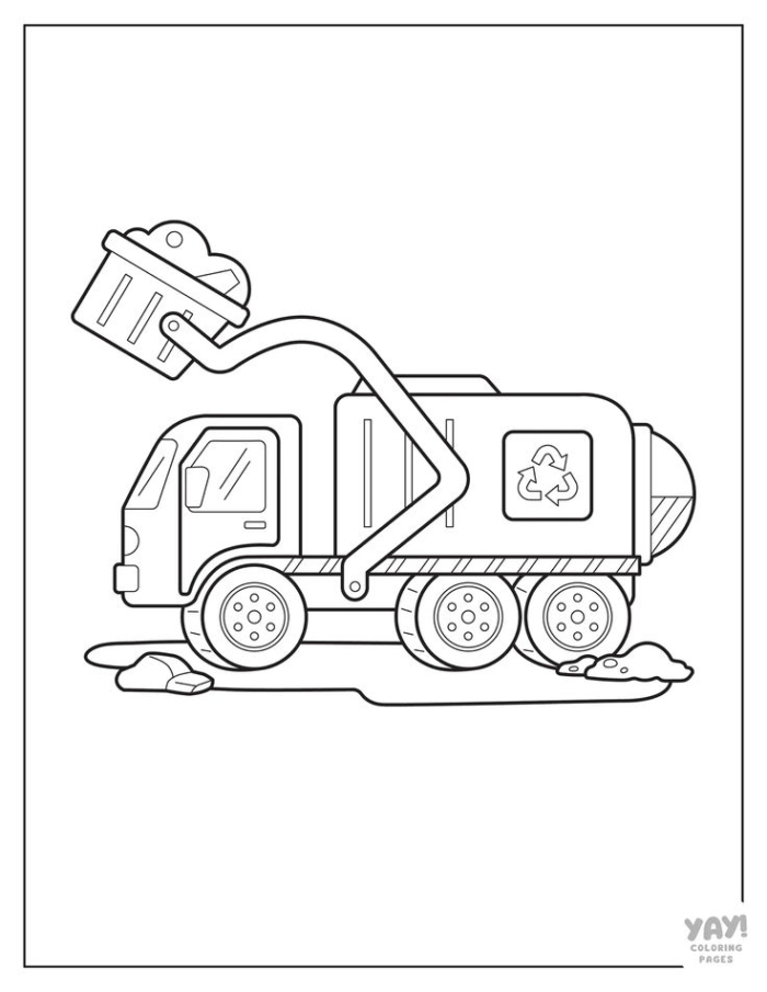 A garbage truck emptying a trash dumpster