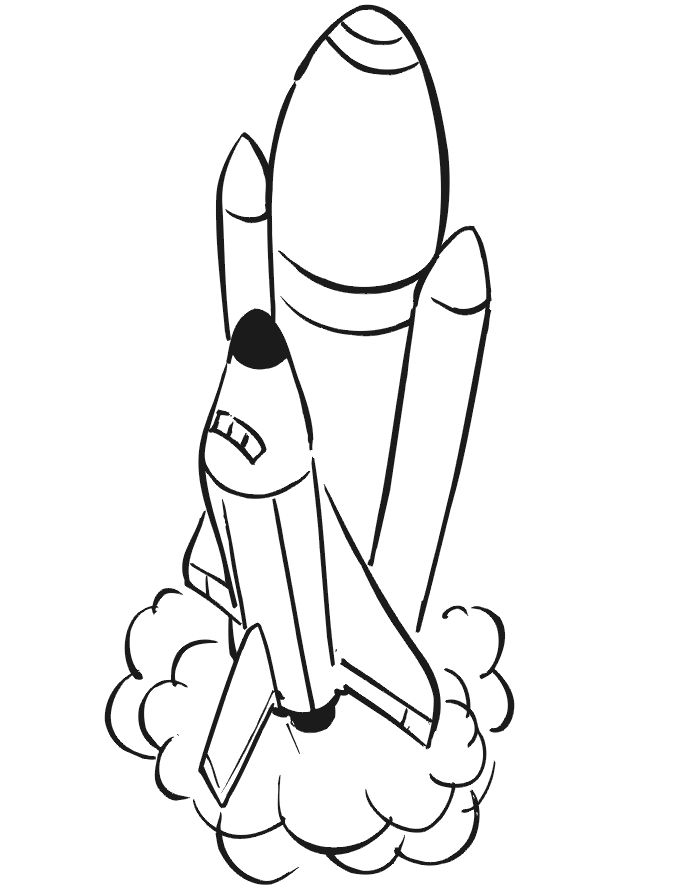 A simple drawing of a rocket launching into the sky for coloring A simple drawing of a rocket launching into the sky for coloring