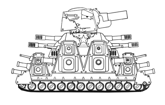 Black and white tank coloring page outline