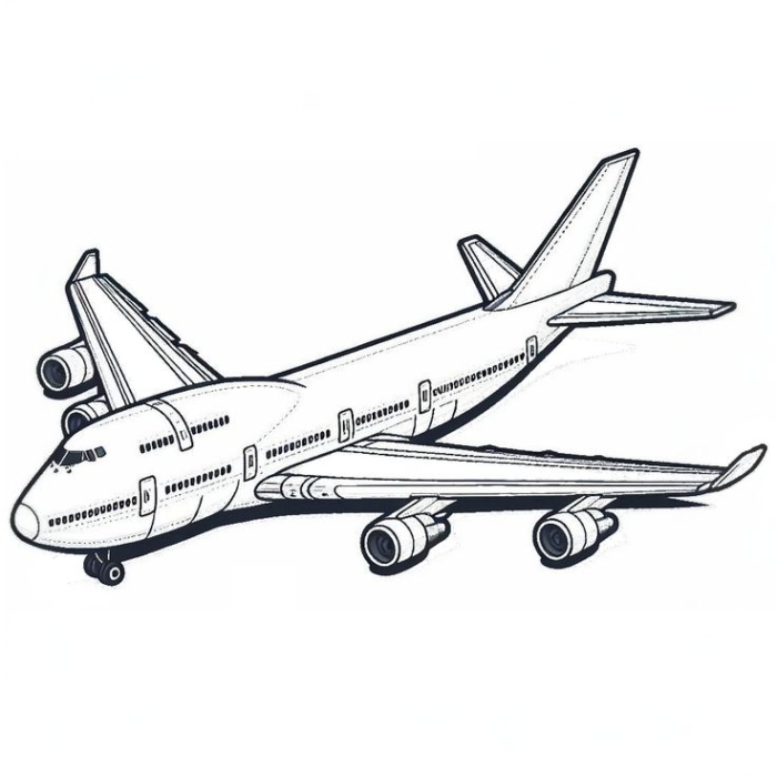 Boeing 747 airplane outline for coloring Boeing 747 airplane outline for coloring
