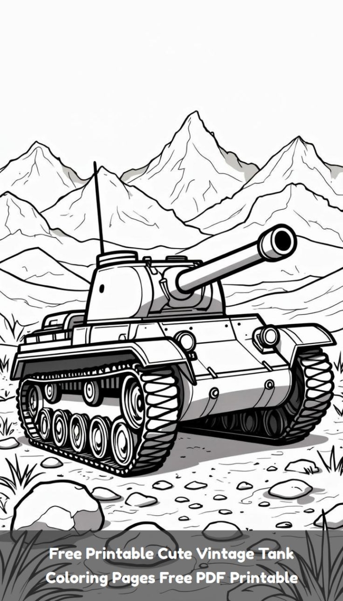 Free printable cute vintage tank coloring page pdf