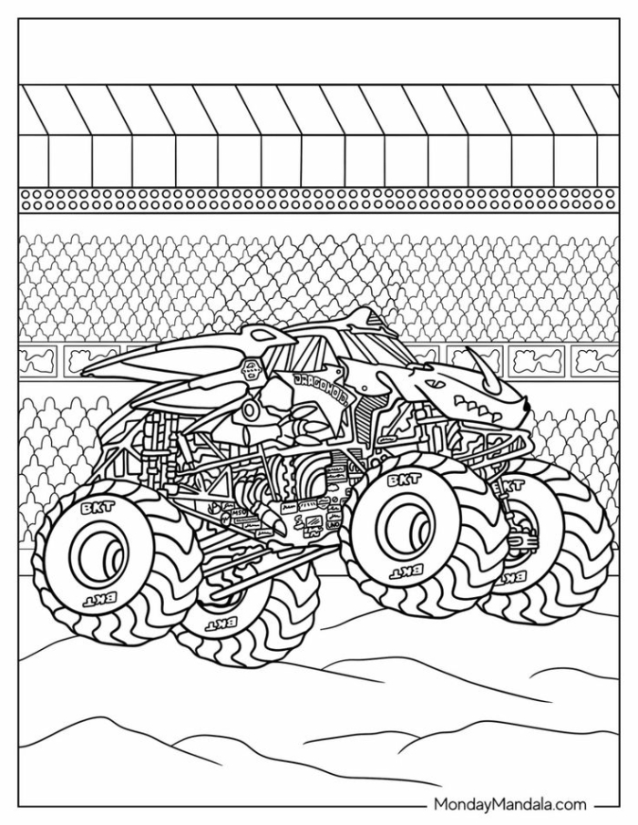 Monster truck coloring page for kids Monster truck coloring page for kids