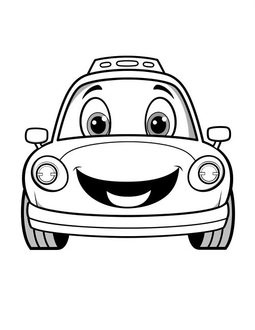 Police car and kids coloring page Police car and kids coloring page