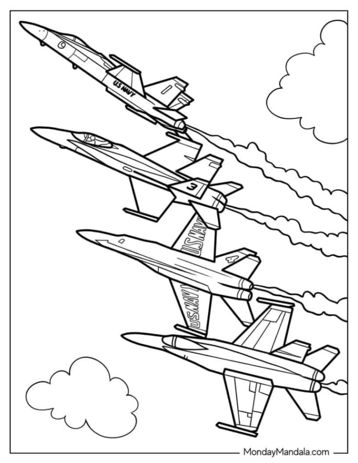 Three airplanes in the sky coloring page Three airplanes in the sky coloring page