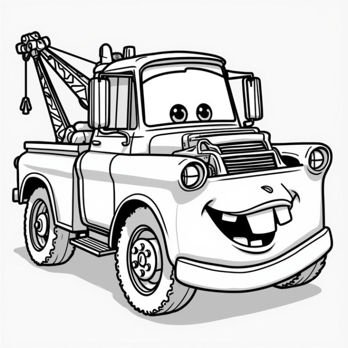 Tow truck from cars coloring page